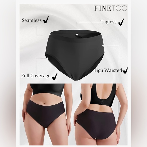 FINETOO Women's High Waist Seamless Underwear - Picture 2 of 6